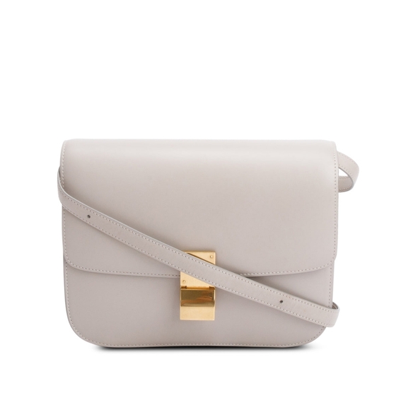 Celine Handbags - Celine Calfskin Elegant Grey Leather Shoulder Bag